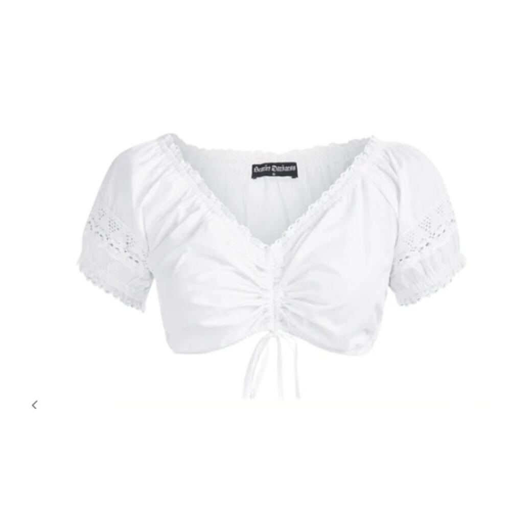 Scarlet Darkness Womens Puff Sleeve Crop Top Size Medium White